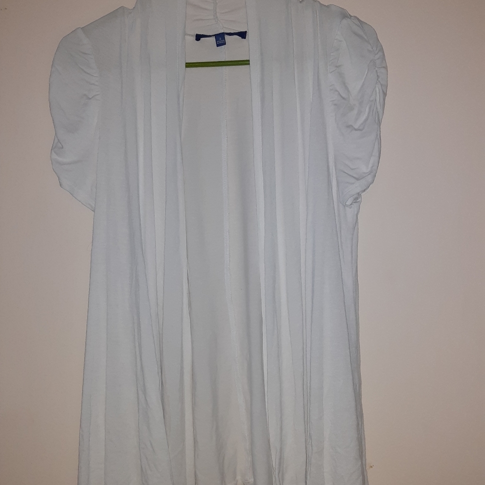 Women's white short sleeve cardigan